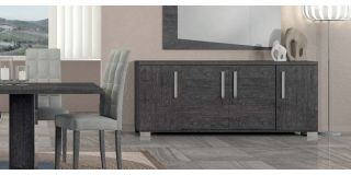 Sarah Grey Birch Four Door Buffet Cabinet Sideboard With Sliding Door Assembled