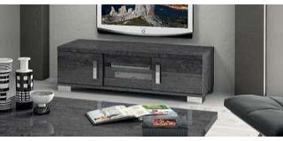 Sarah Grey Birch TV Unit With Central Sliding Door Assembled