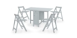 Savoy Dining Set - Light Grey - Light Grey Lacquer - Solid Malaysian Hardwood and Veneers
