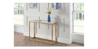 Scala Gold White Marble Top Console Table - White Marble Effect