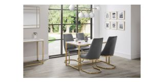 Scala Gold Dining Table - White Marble Effect