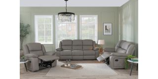 Elco Light Grey Leather electric recliner 3 + 2