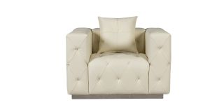 Shawn Cream Bonded Leather Armchair With Chrome Base