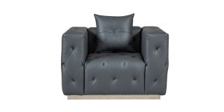 Shawn Grey Bonded Leather Armchair With Chrome Base