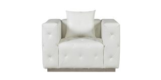 Shawn White Bonded Leather Armchair With Chrome Base