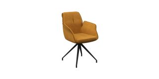 Sicily Fabric Swivel Dining Armchair Mustard (Per Pair)