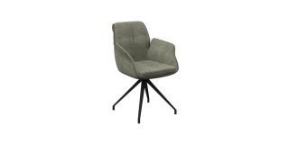 Sicily Fabric Swivel Dining Armchair Green (Per Pair)