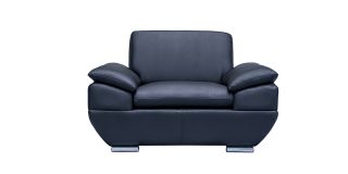 Sline Black Bonded Leather Armchair With Chrome Legs