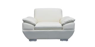 Sline Cream Bonded Leather Armchair With Chrome Legs