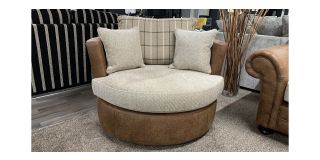 Darwin Two Tone Brown Fabric Swivel Chair - Other Colours Available (See Images)