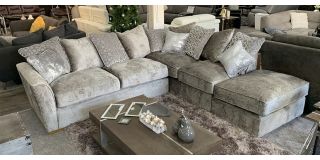 Wilmslow Fabric Corner Sofa RHF Grey With Scatter Cushions Available January 2021