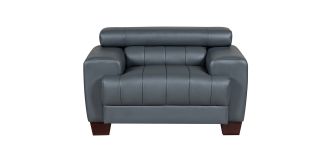 Milano Grey Bonded Leather Armchair With Adjustable Headrests And Wooden Legs