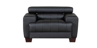 Milano Black Bonded Leather Armchair With Adjustable Headrests And Wooden Legs