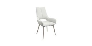 Spinello Leather Swivel Dining Chair White (Per Pair)