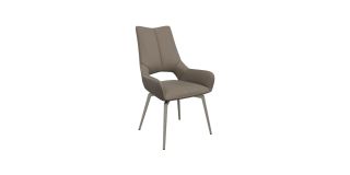 Spinello Leather Swivel Dining Chair Taupe (Per Pair)