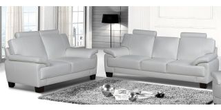 Texas White Bonded Leather 3 + 2 Sofa Set With Wooden Legs