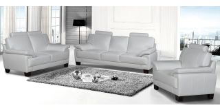 Stype White Bonded Leather 3 + 2 + 1 Sofa Set With Wooden Legs