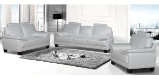 Texas White Bonded Leather 3 + 2 + 1 Sofa Set With Wooden Legs