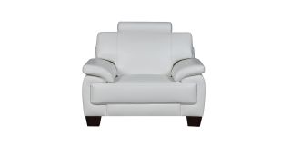 Texas White Bonded Leather Armchair With Wooden Legs