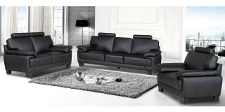 Stype Black Bonded Leather 3 + 2 + 1 Sofa Set With Wooden Legs