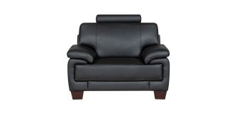 Texas Black Bonded Leather Armchair With Wooden Legs