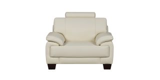 Texas Cream Bonded Leather Armchair With Wooden Legs