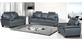 Texas Grey Bonded Leather 3 + 2 + 1 Sofa Set With Wooden Legs