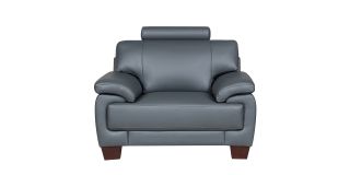Texas Grey Bonded Leather Armchair With Wooden Legs