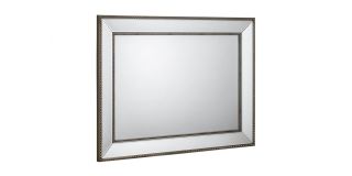Symphony Beaded Wall Mirror - Pewter Effect Lacquered Finish - Molded Resin on Wooden Frame