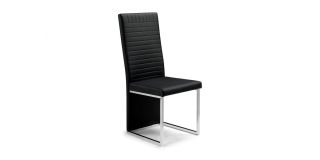 Tempo Dining Chair - Black Faux Leather - Chrome Plating - Chromed Metalwork