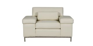 Texas Cream Bonded Leather Armchair With Adjustable Headrests And Chrome Legs
