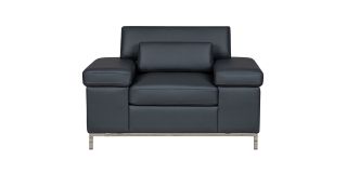 Texas Grey Bonded Leather Armchair With Adjustable Headrests And Chrome Legs