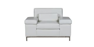 Texas White Bonded Leather Armchair With Adjustable Headrests And Chrome Legs