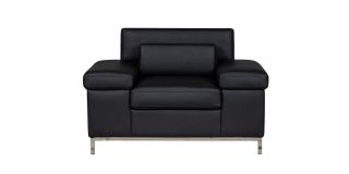Texas Black Bonded Leather Armchair With Adjustable Headrests And Chrome Legs