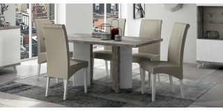 Treviso 1.8m Dining Table With Six Cream Chairs
