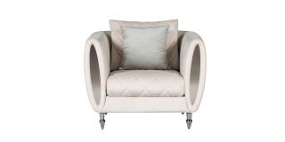 Troy Cream Fabric Armchair Plush Velvet With Chrome Legs