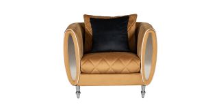 Troy Coffee Fabric Armchair Plush Velvet With Chrome Legs