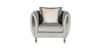 Troy Grey Fabric Armchair Plush Velvet With Chrome Legs