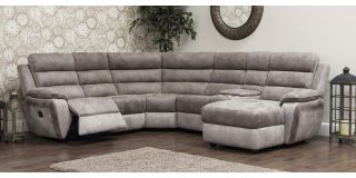 Uber Recliner Corner 2C2 Brown And Grey With Drinks Console (Modular Available)