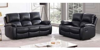 Valencia Black Leathaire 3 + 2 Manual Recliners Sofa Set