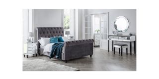 Valentino Bed - Grey Velvet - Other Sizes Available - Valentino 135cm Bed Valentino 150cm Bed