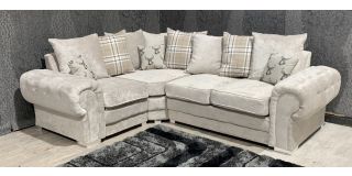 Verona Mink LHF Scatter Back Fabric Corner Sofa With Chrome Legs