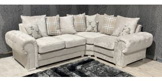 Verona Mink RHF Scatter Back Fabric Corner Sofa With Chrome Legs