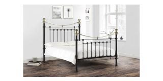 Victoria Bed - Satin Black & Brass - Satin Black Powder Coating - Powder Coated Steel - Other Sizes Available - 135cm 150cm
