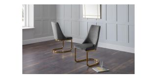 Vittoria Cantilever Dining Chair - Grey - Grey Velvet - Gold