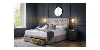 Wilton Deep Buttoned 4 Drawer Bed - Grey - Grey Linen - Hardwood Frame - Other Sizes Available - 135cm 150cm 180cm