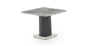 Zante End Table Marble Top with Charcoal Grey Matt Base and Brushed Stainless Steel Plinth