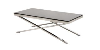 Zara Coffee Table Chrome Base with Black Tempered Glass Top