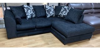 Zina Fabric Corner Sofa RHF Black Scatter Back