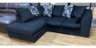 Zina Fabric Corner Sofa LHF Black Scatter Back